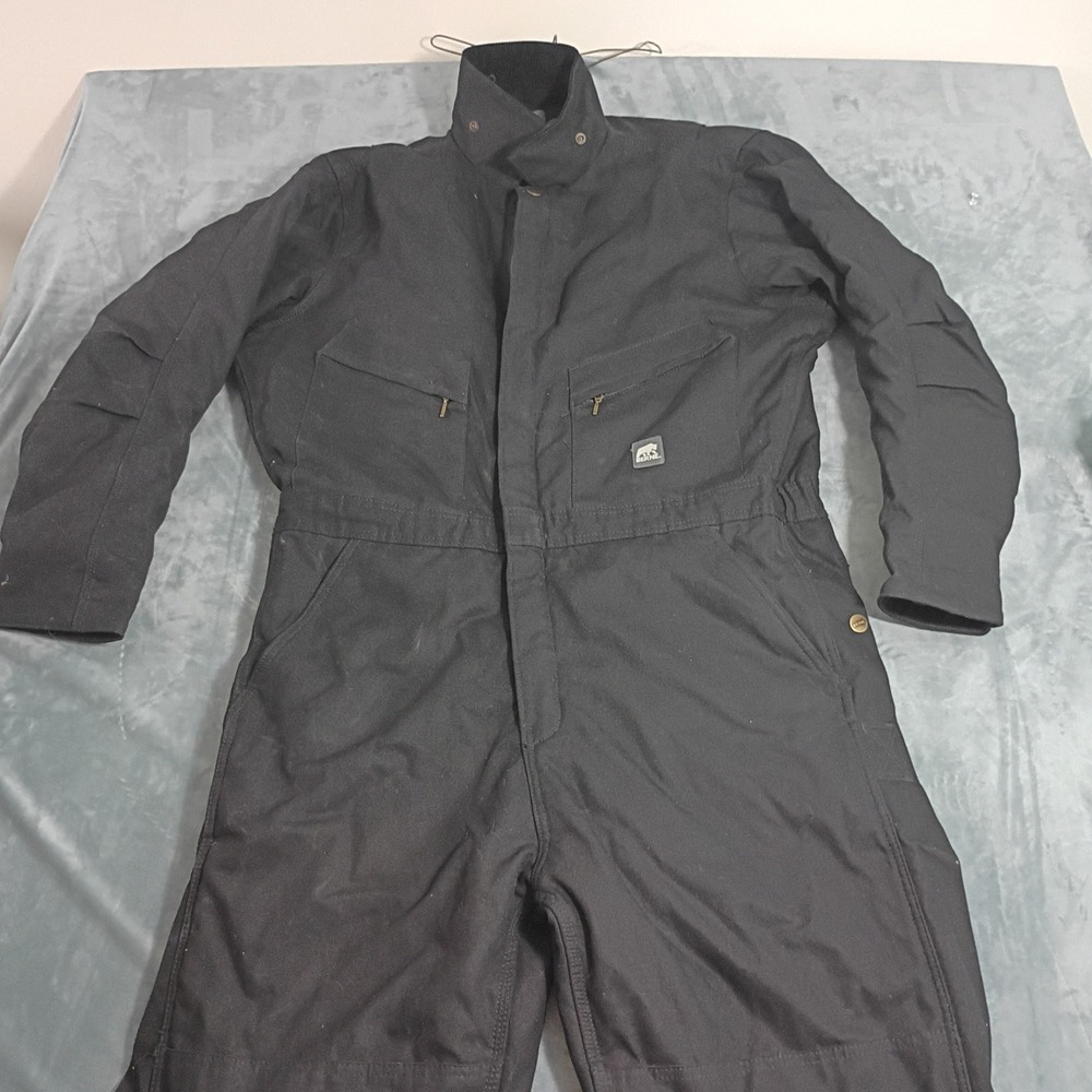 Berne Mens Insulated Duck Canvas Work Coveralls Black Quilted Lined Size L